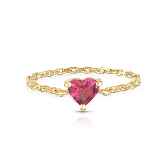 Yi Collection Rings Ruby Heart Chain Ring